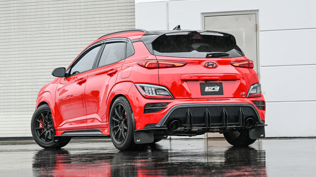 Borla ATAK cat-back exhaust for the Hyundai Kona N (OS) - fitted to the car