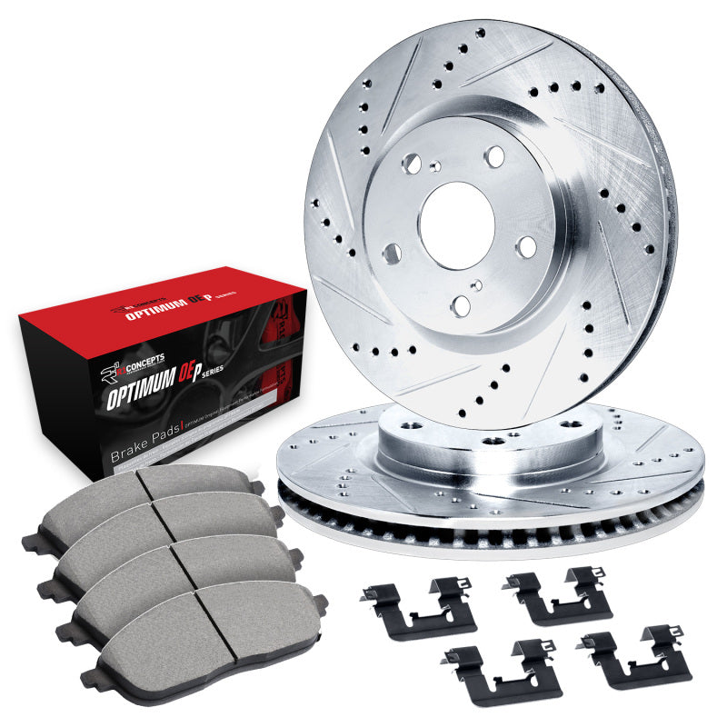 Veloster N (JS) - Front Drilled & Slotted Rotors & Pads Kit, Performance Package 345mm