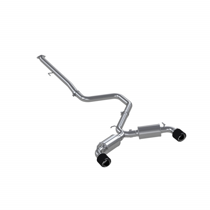 t304 stainless steel 3 cat back dual split rear with carbon fiber tips